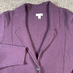 J Jill Purple Petite XL Knit Blazer Cardigan Jacket Button Front Pockets shacket